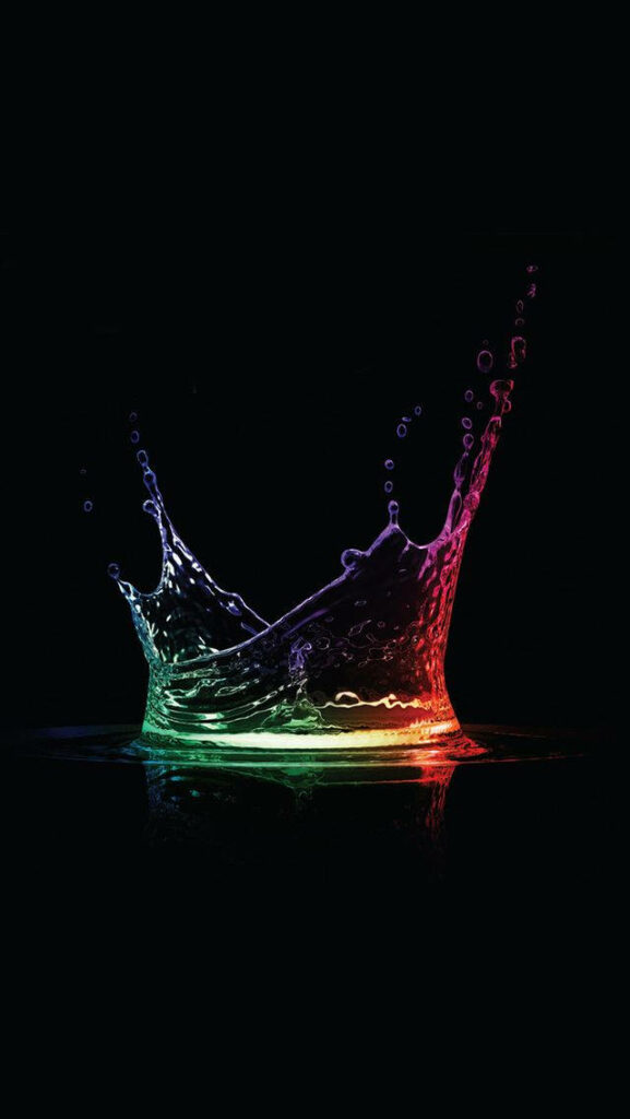 Mesmerizing Water Splash Effects & Vibrant Colored Lights Illuminate 3D Phone Wallpaper