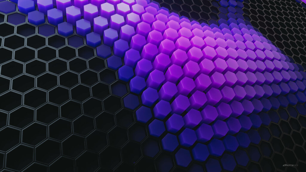 Radiant Honeycomb Grate: Vibrant Ultraviolet Wonderland Wallpaper