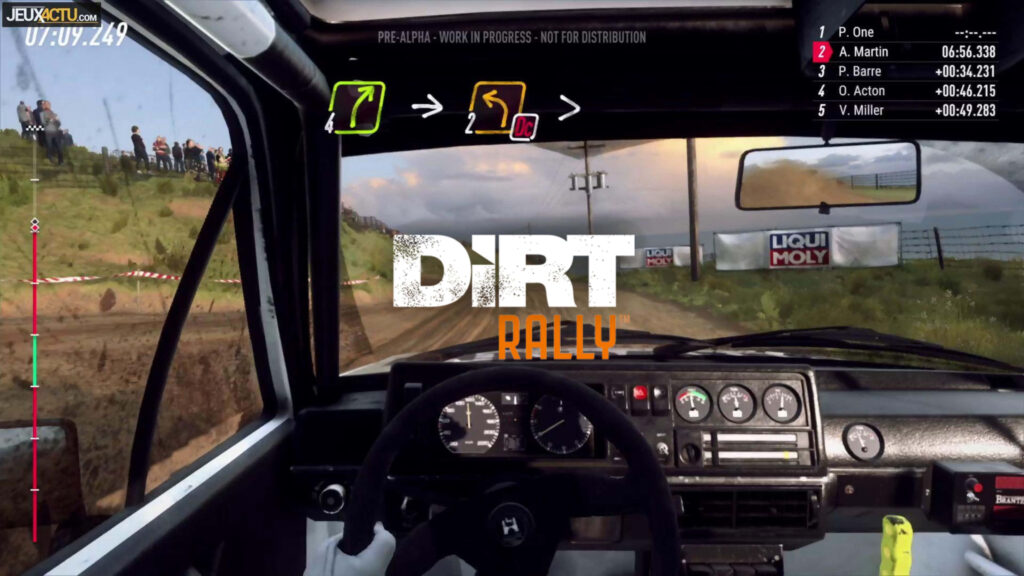 Dirt Rally First-Person Rally Car Cockpit View Wallpaper with Motion Landscape and HUD Display
