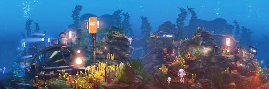 Diving into the Spectacular Rocket League Abyss: Immersive 4K Wallpaper Unveiling an Aquatic Battleground