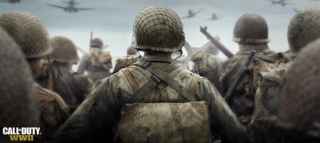 Warrior's Battle: Captivating QHD Wallpaper Featuring Call of Duty WWII