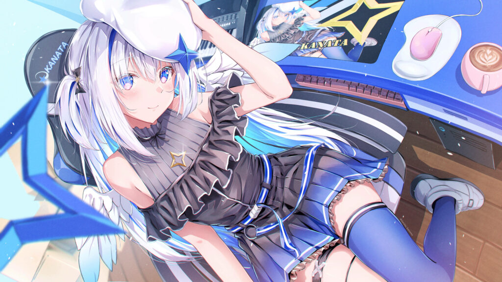 Immersive Hololive: Amane Kanata's Incredible 8k Anime Streaming Station Wallpaper