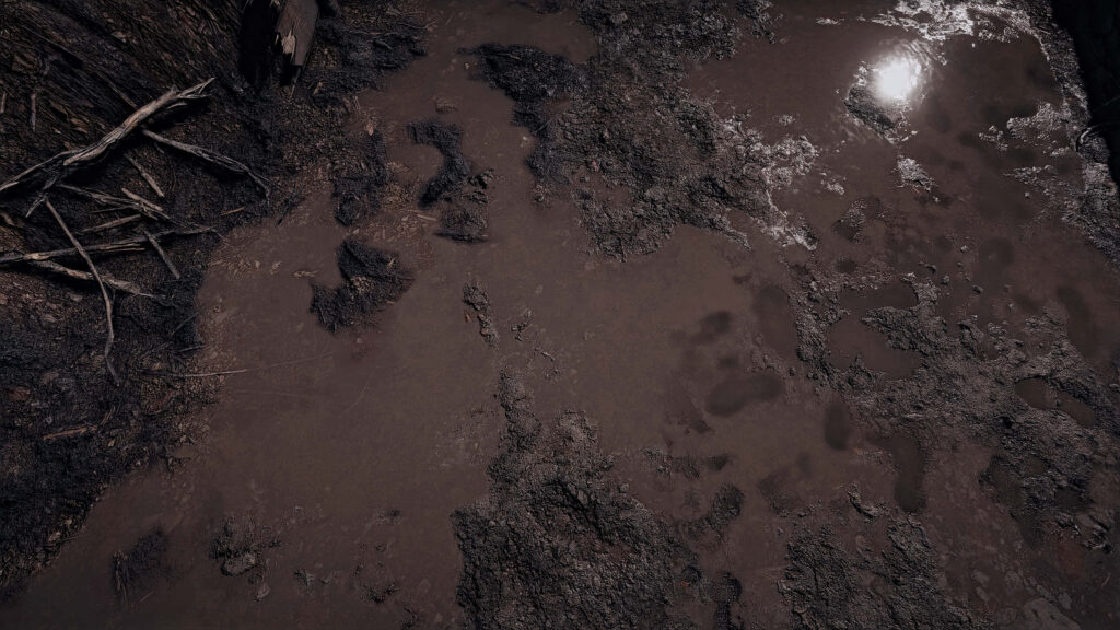 Muddy Battlefield: Immersive Gaming Environment featuring Murky Waters Wallpaper