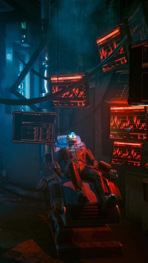 Futuristic Cyberpunk Programmer in the Digital Abyss: An Enchanting Visual from Cyberpunk 2077 Wallpaper