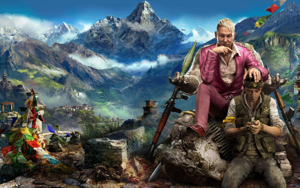 Pagan Min, the Antagonist of Far Cry 4, Commands a Captive in Stunning Himalayan Landscape Wallpaper