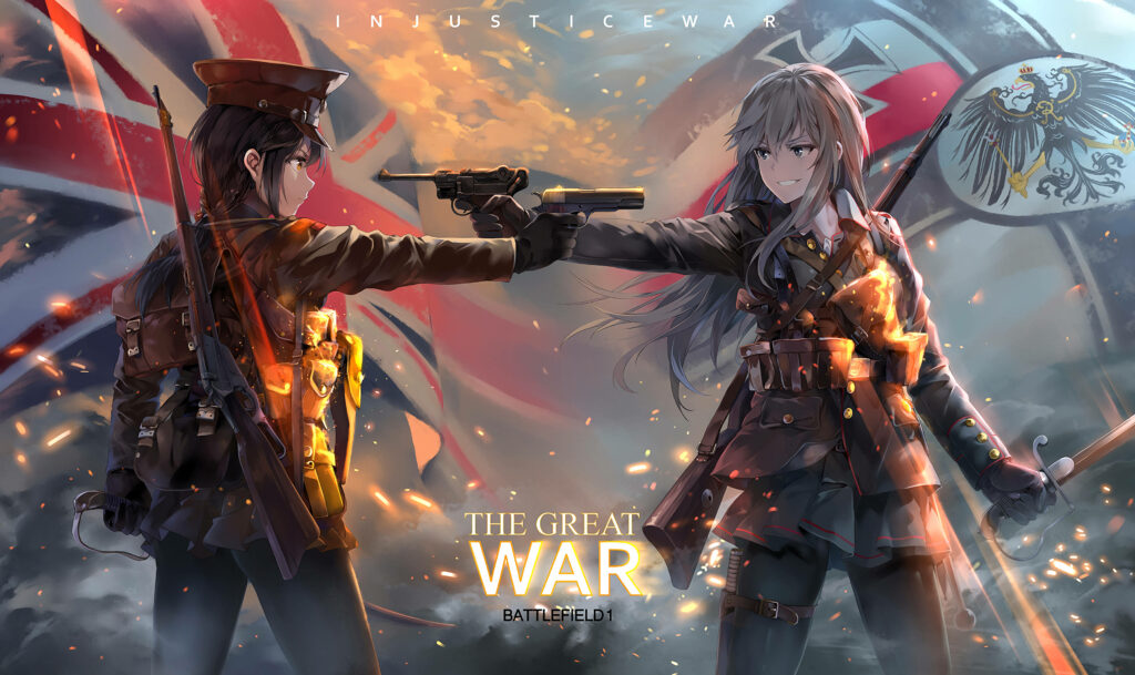 Battlefield 1 Anime Wallpaper : Characters Pointing Gun at Each Other