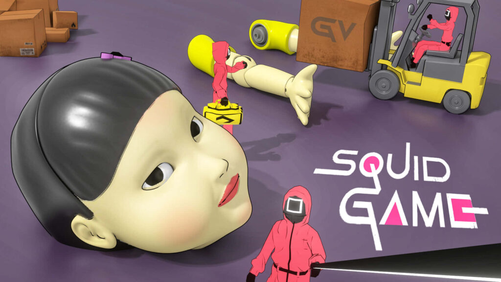 Squid Game: Animated Cartoon Background Wallpaper