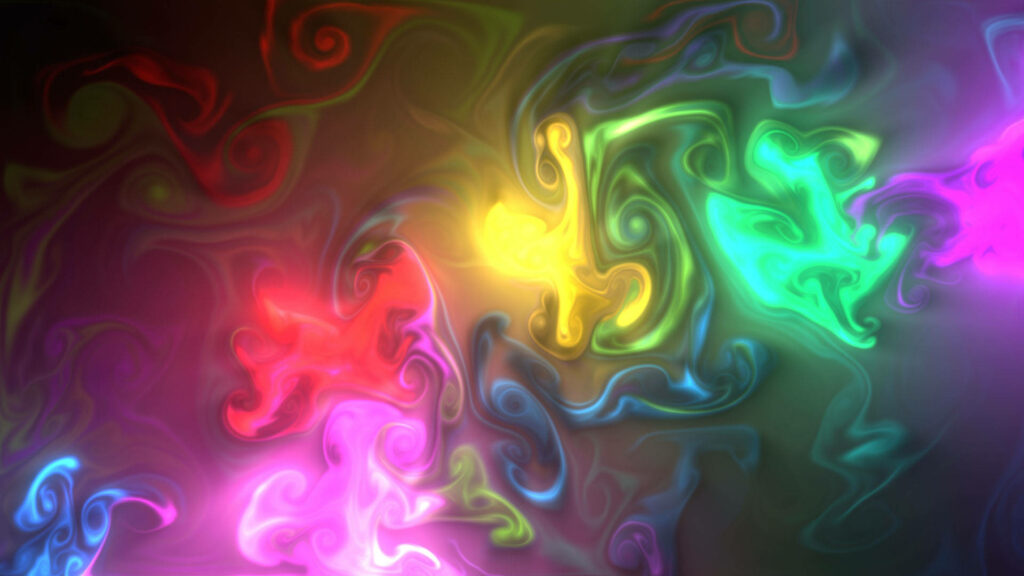 Mesmerizing Glowing Fluid Art: Vibrant Colors Dance in the Water Wallpaper