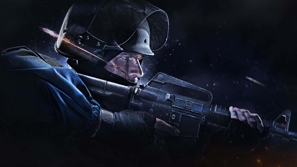 Commando Equipped with Assault Rifle Engages in Counter-Strike Global Offensive Wallpaper