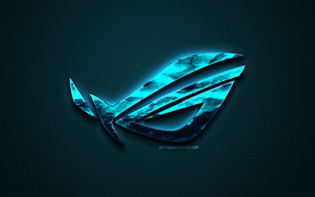 The Artistic Majesty of ROG: A Captivating Visual Display of ASUS's Recognizable Emblem Against a Mesmerizing Dark Blue Canvas Wallpaper
