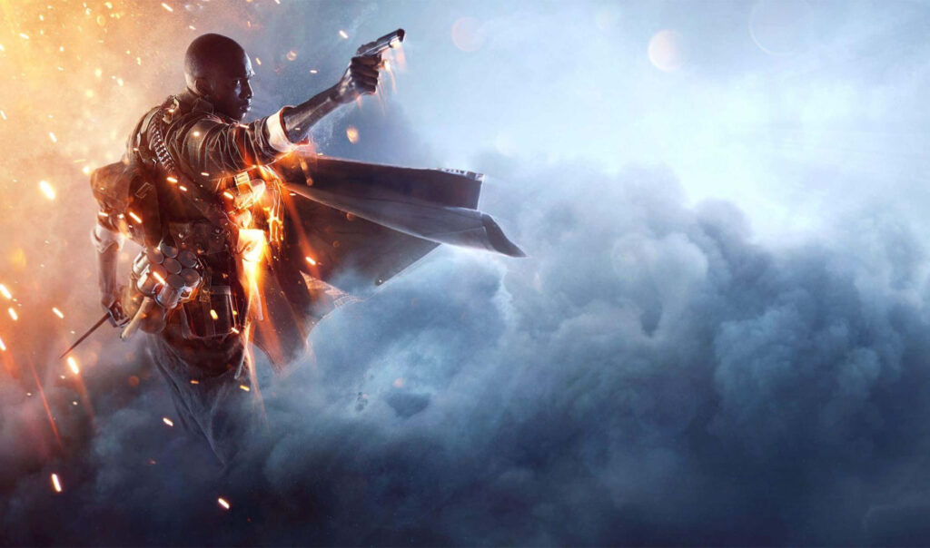 Battlefield 1 Soldier Charging Through Explosions in World War I Scene Wallpaper