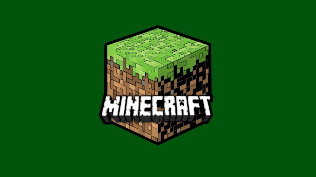 Vibrant Green Backdrop Enhances 4K Minecraft Logo Display Wallpaper