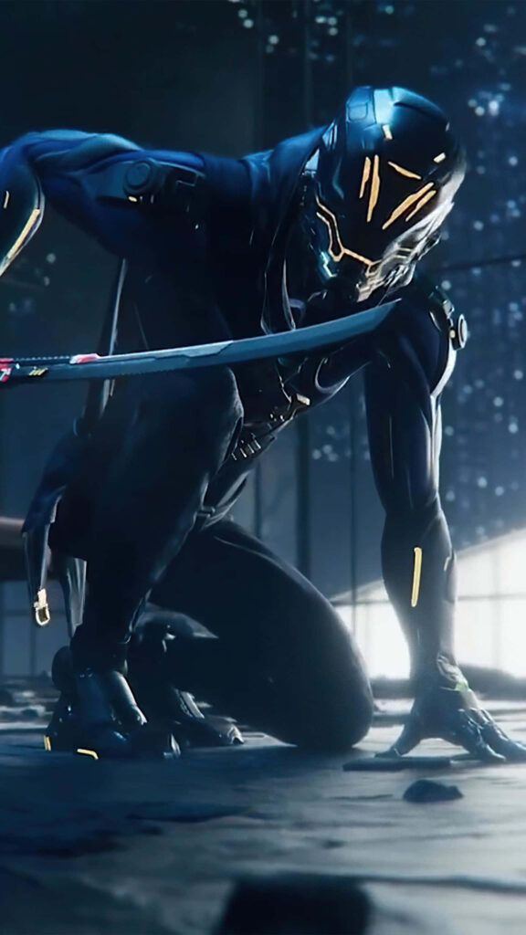Gaming Avatar Unleashing Skills in Sleek Black Attire - Mobile Gamer Background Snapshot Wallpaper