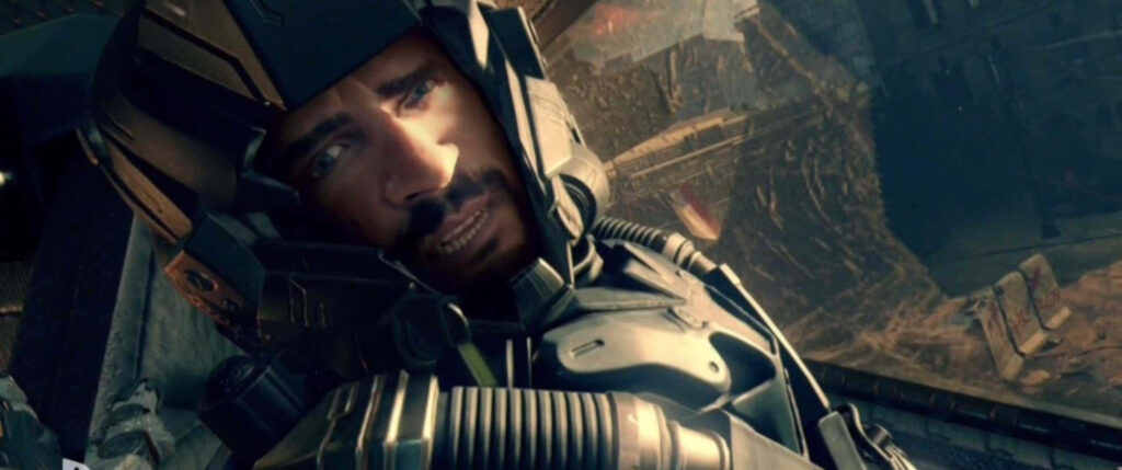 Detailed futuristic military character in Call of Duty: Black Ops 4 with war-torn backdrop Wallpaper