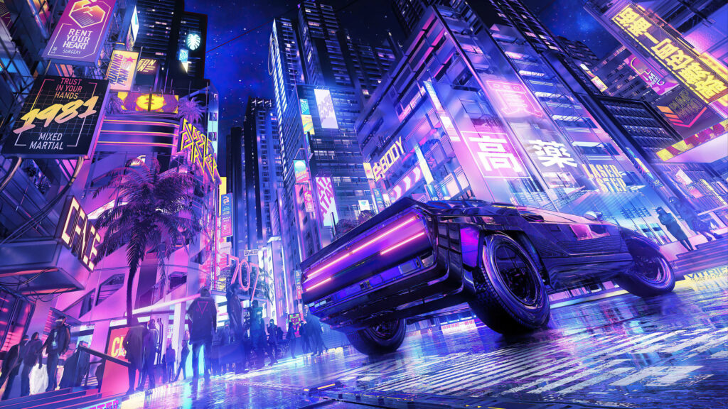 The Vibrant Streets of Night City: A Captivating Snapshot of Cyberpunk 2077's Futuristic Landscape Wallpaper