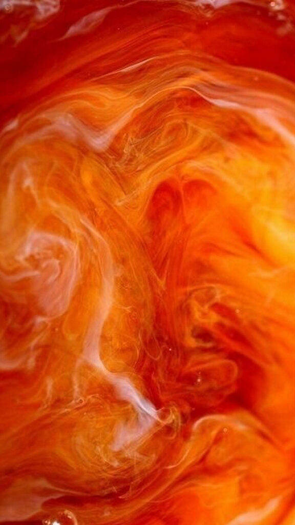 Captivating Mobile Wallpaper: Elegantly Merging Orange and White Tones to Form a Mesmerizing Marble Art Masterpiece