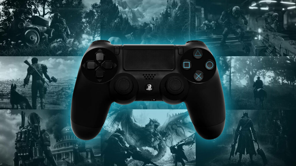 Dynamic PlayStation Wallpaper: Iconic Controller & Game Scenes
