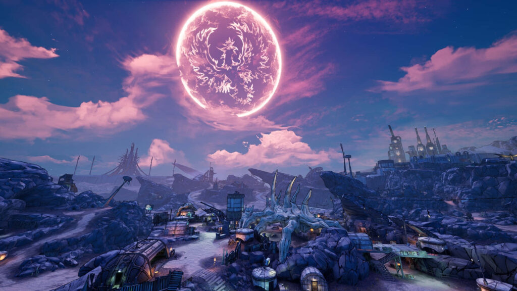 Borderlands 3: Immersive Skyline with Astral Machines and a Celestial Glow Wallpaper