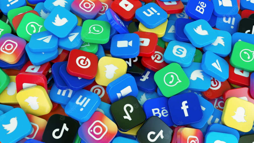 Vibrant Digital World: Immersive 3D Social Media Experience in HD Wallpaper