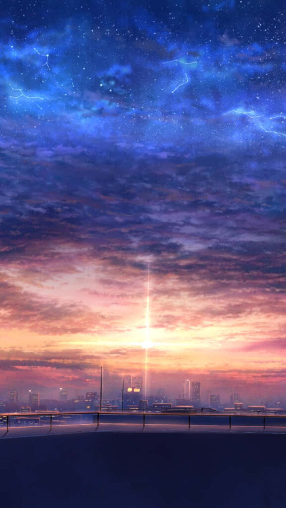 Gorgeous Anime Sunset: Vibrant Hues Reflecting on Tranquil Waters - iPhone Background Photo Wallpaper