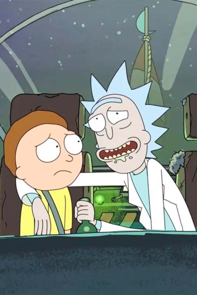 Immersive Universe: Total Rickall Takes Viewers on a Captivating Journey with Rick, Morty, and Alien Parasites Wallpaper