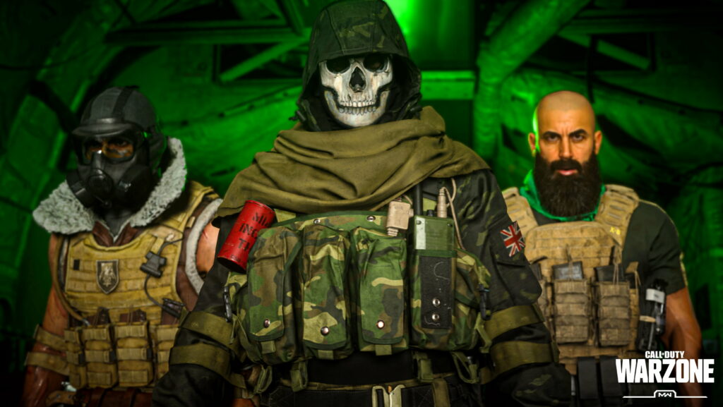 Call of Duty: Warzone Characters in Dramatic Pose with Military Gear Wallpaper