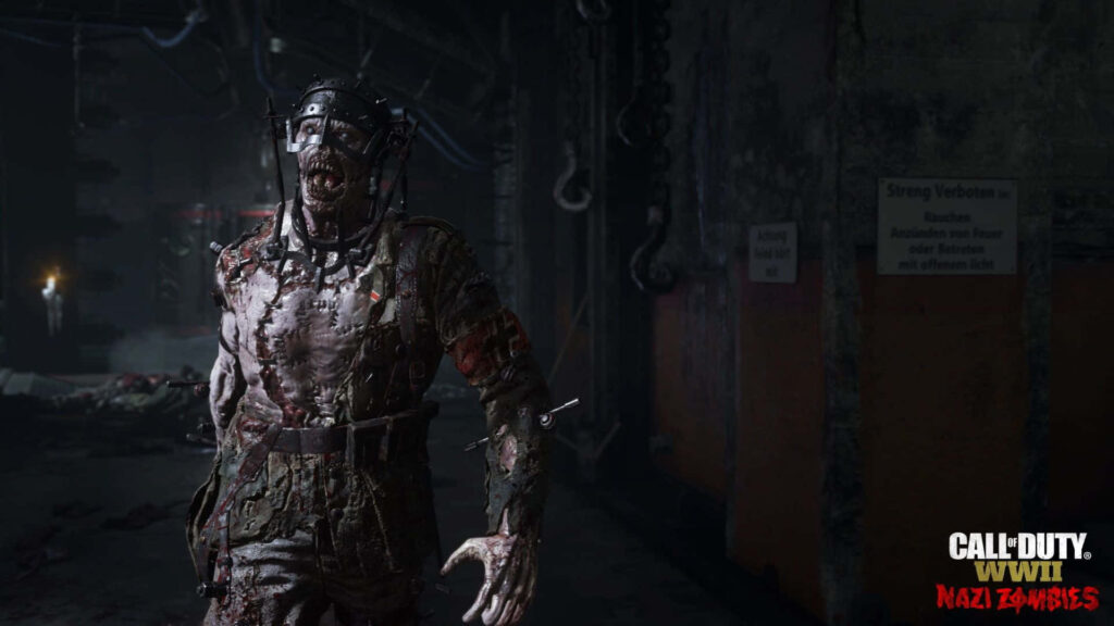 Call of Duty: Black Ops II Zombie Character in Intense WWII Setting Wallpaper