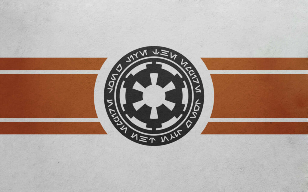 Imperial Army Crest Wallpaper: Bold Orange Stripes on Gray Background