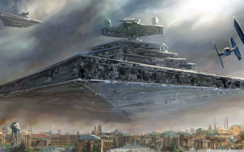 Epic Imperial Forces Invasion Wallpaper: Star Destroyers & TIE Fighters