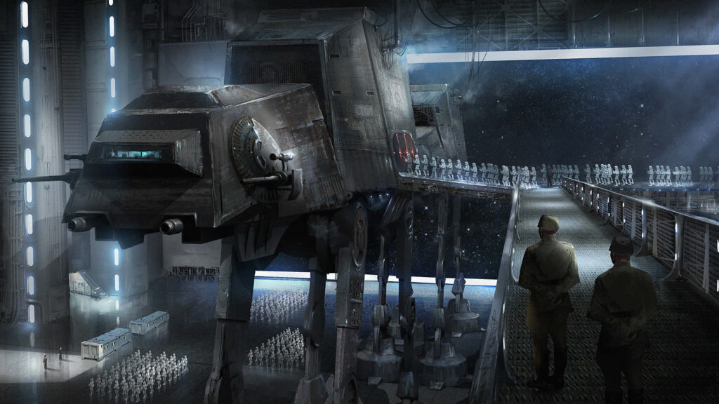 Imperial Walker AT-AT Wallpaper: Majestic Star Wars Hangar Scene
