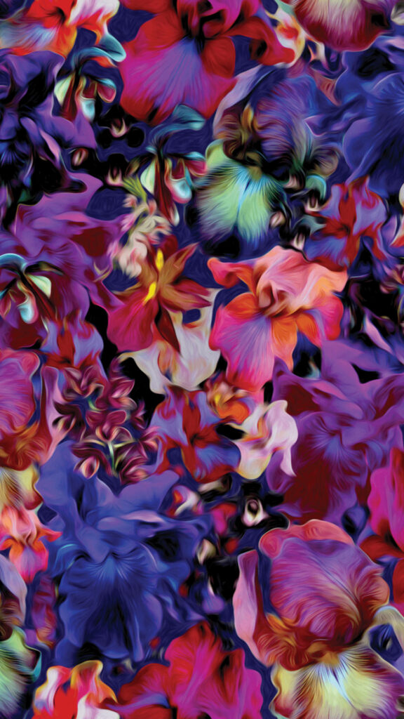 Vibrant Floral Burst: Abstract Patterns and Colorful Flowers Illuminate Your Iphone Background Wallpaper