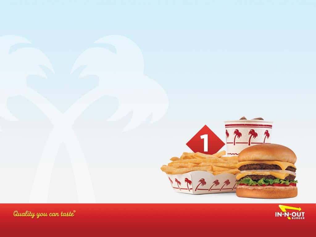 In-N-Out Double Double Combo 1 wallpaper with fries drink palm trees bright blue background