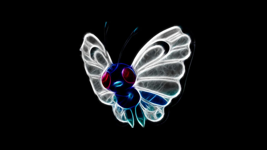 Breathtaking Butterfly: Radiant Butterfree Captured in Enigmatic Darkness Wallpaper