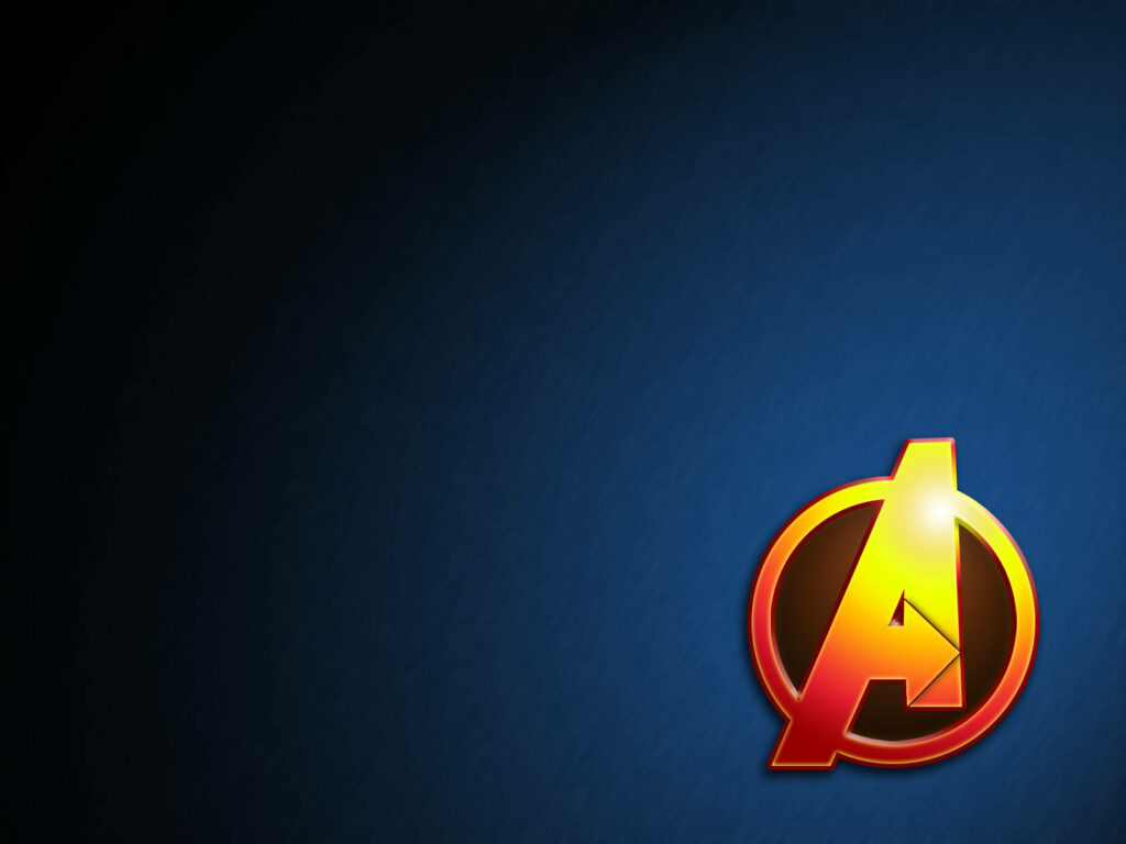 Fierce Fire: Avengers Emblem Shining on Enigmatic Blue Canvas Wallpaper