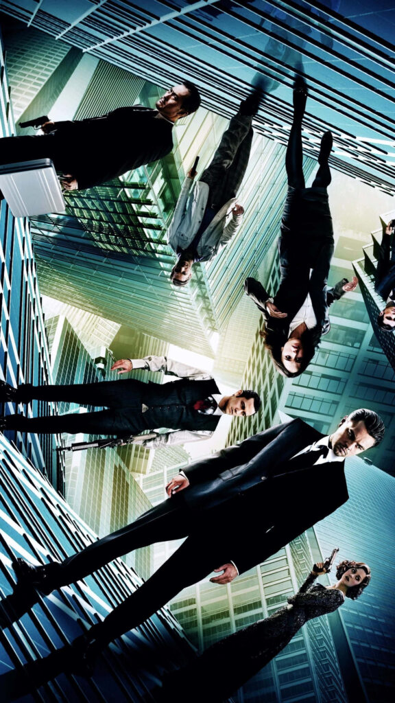 Inception wallpaper gravity defying hallway scene characters walking on walls urban landscape