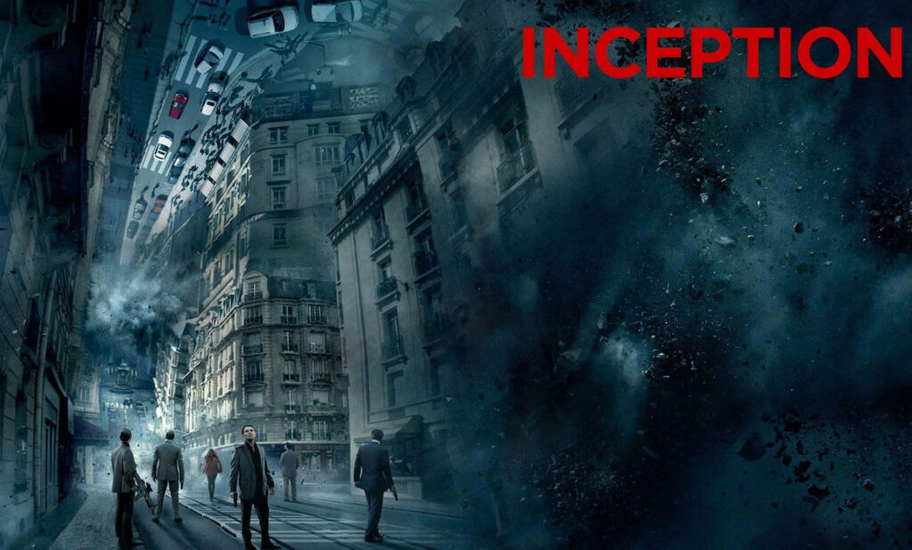 Surreal Inception wallpaper with folding cityscape capturing iconic reality-bending visuals