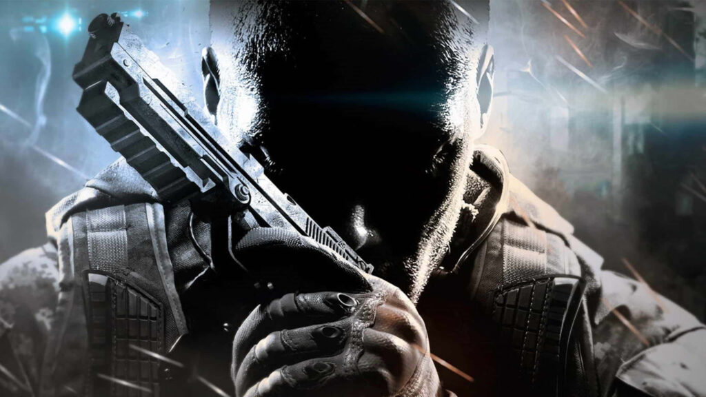 Intense Call of Duty: Black Ops II Soldier Close-Up with Pistol in Shadow Wallpaper