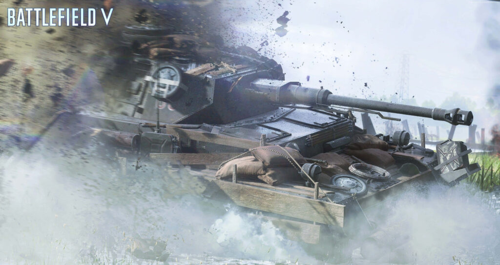 Explosive Tank Breakthrough: Unleashing Chaos on the Battlefield V Wallpaper