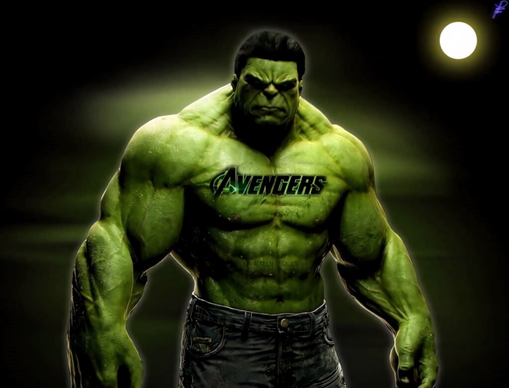 Incredible Hulk Moonlit Strength Wallpaper with Avengers Logo