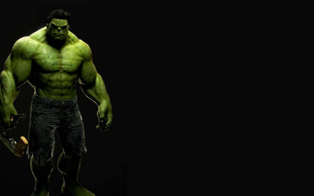 The Hulk: A Sleek and Stylish Portrait on a Solid Noir Canvas Wallpaper