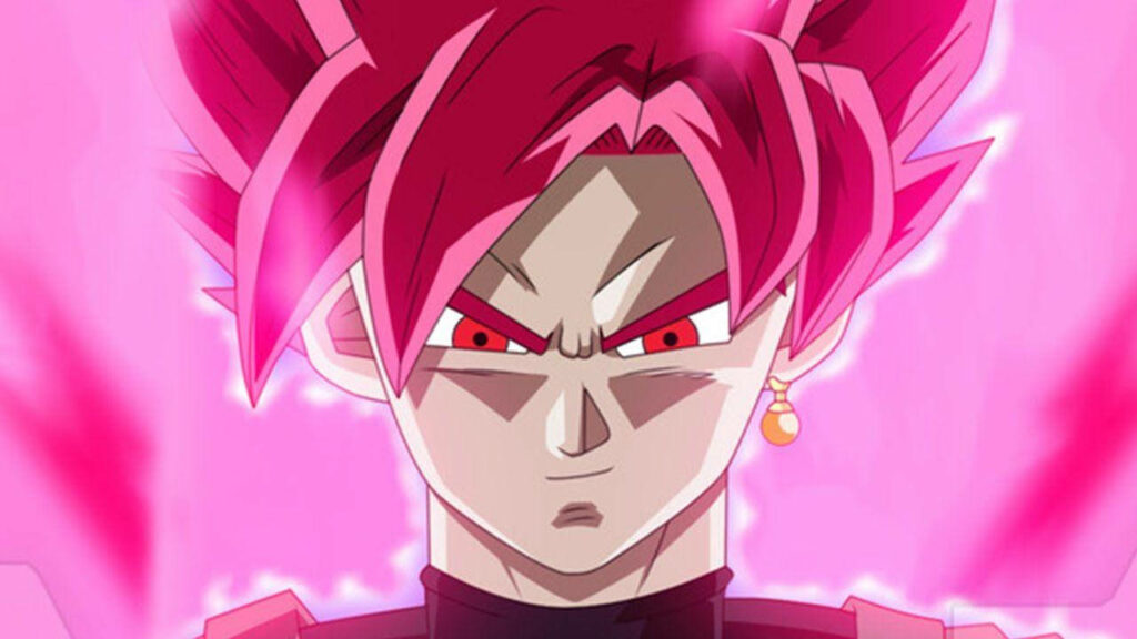The Intense Transformation: Black Goku Ascends to Super Saiyan Rose in Eye-Catching Background Wallpaper