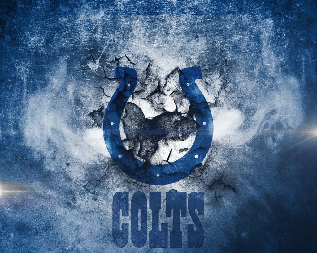 Indianapolis Colts wallpaper with iconic horseshoe logo distressed blue cracked background NFL fan art