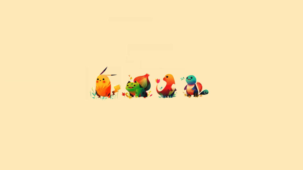 Pika, Plants, Fire, and Water: An Indie Notebook Wallpaper with Pokemon's Beloved Gen 1 Starters
