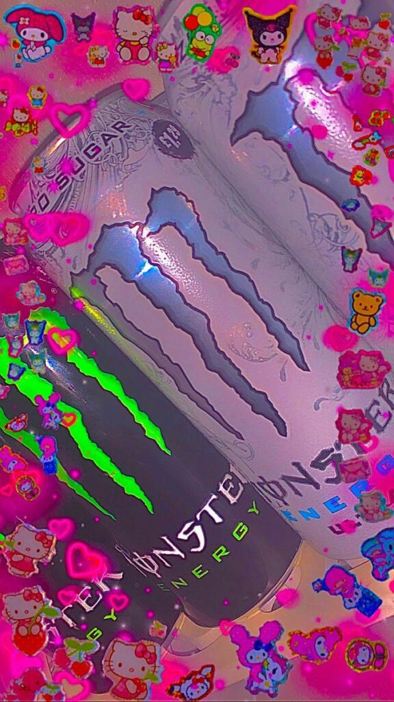 Energetic Delight: A Pink Indie Dream with Monster Energy Duo! Wallpaper