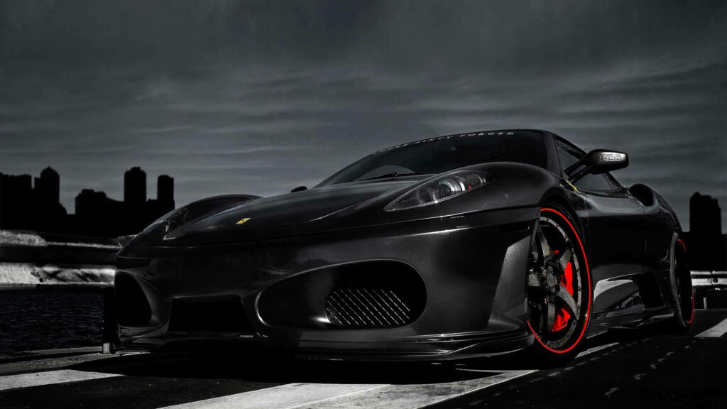 Indulge in the Opulence of a Matte Black Ferrari V8 - Wallpaper