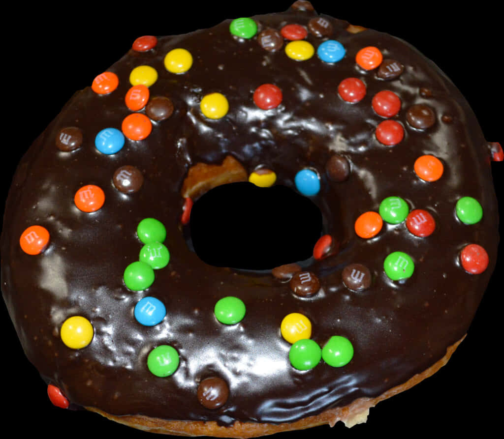Indulgent Chocolate-Covered Donut with Candy Toppings Wallpaper