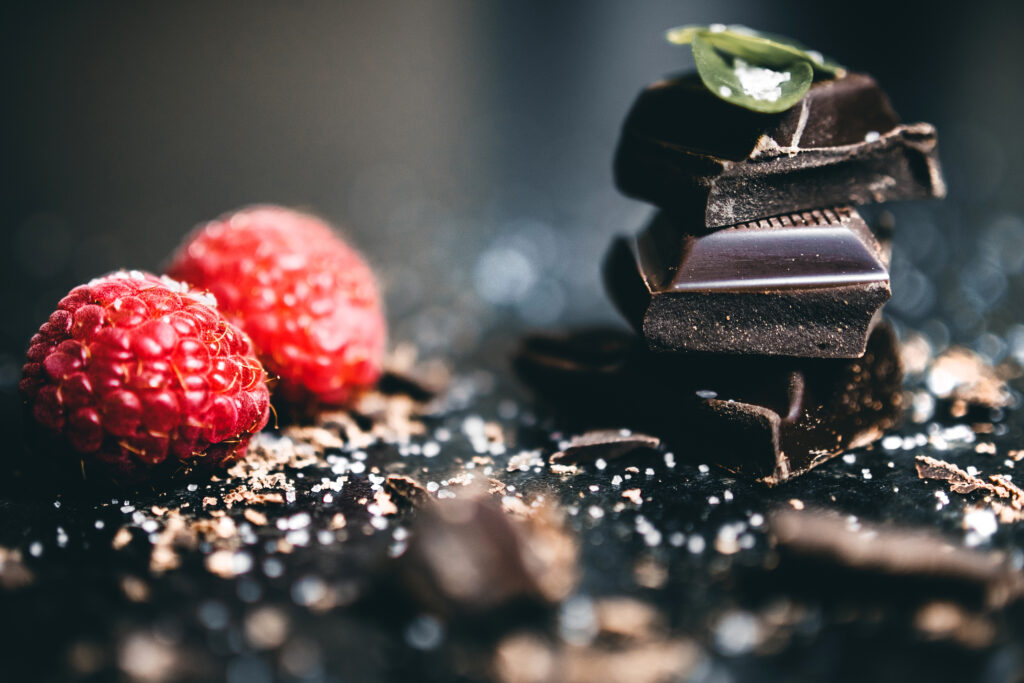 Rich Dark Chocolate & Raspberries: Luscious Dessert Wallpaper