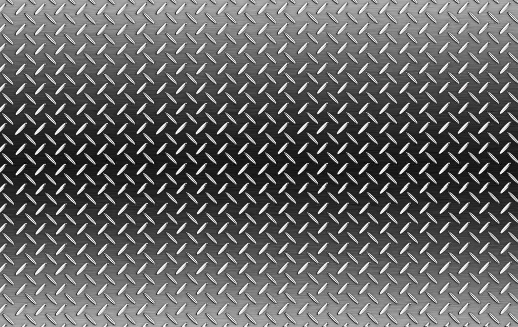 Industrial diamond plate wallpaper with metallic steel texture and high-contrast grey gradients