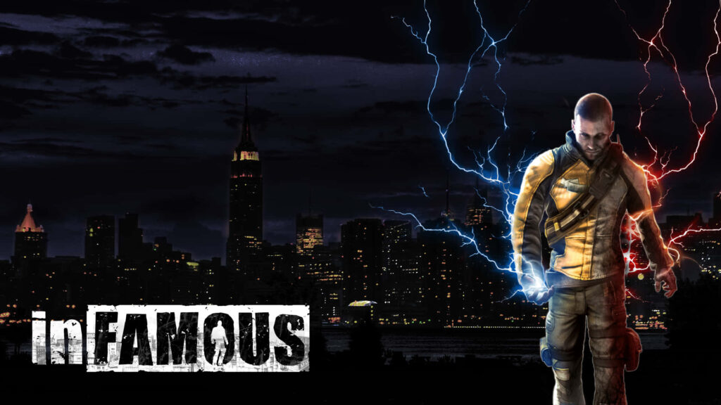 Infamous Game Wallpaper: Protagonist with Electric Effects Background