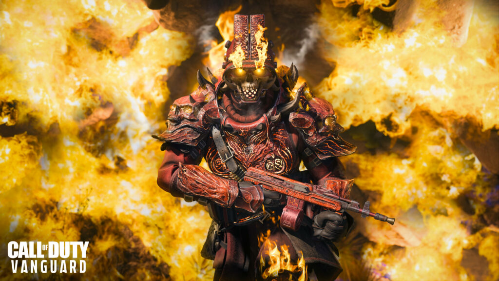 Blazing Battlefield: Epic HD Wallpaper of a Fiery Inferno in Call of Duty Vanguard
